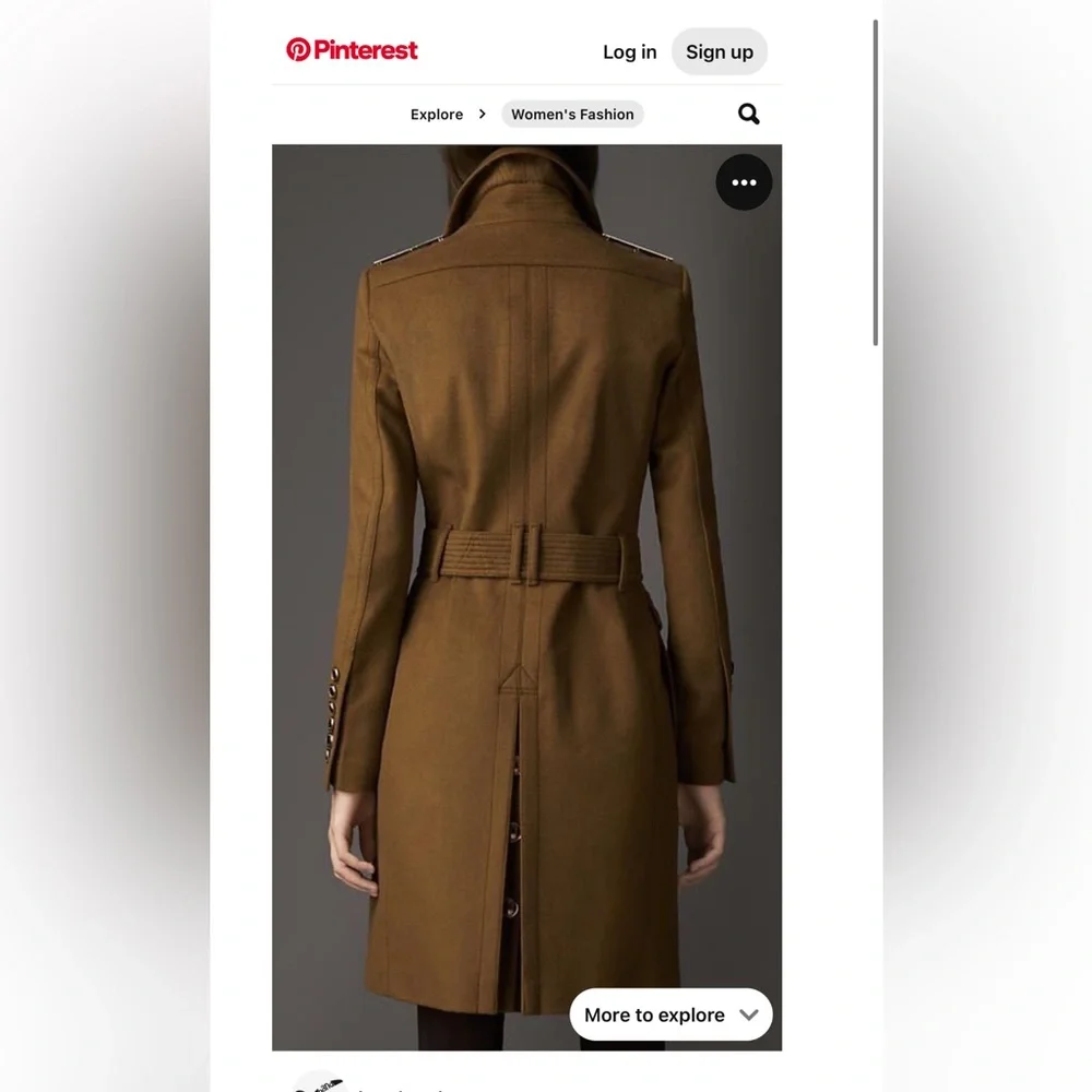 Burberry Brown Wool Cashmere Coat Caban USA 12 - Picture 2 of 16